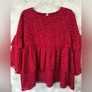 Women’s Red Polka Dot Tiered Peplum Tunic